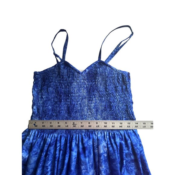 RIMA Blue Tie Dye Maxi Dress Smocked Bodice Spaghetti Strap RUNS SMALL - Picture 7 of 7